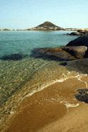 The blue serene beaches of Naxos island in the Greek Cyclades island chain.